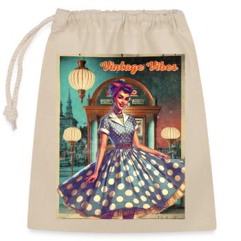 Vintage Vibes Jukebox - Closable cotton gift bag (25x30cm) - nature - Front