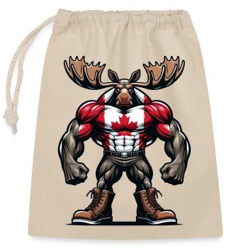 Wapiti du Canada avec drapeau national - Sac cadeau en coton avec cordon (25 x 30 cm) - nature - Devant