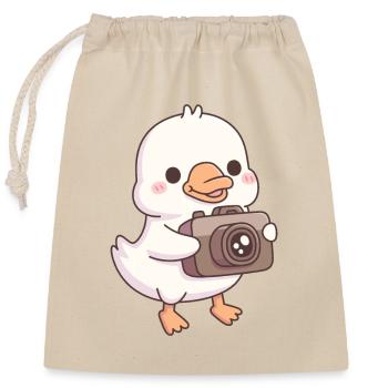 Mignon bébé oie avec appareil photo - Sac cadeau en coton avec cordon (25 x 30 cm) - nature - Devant