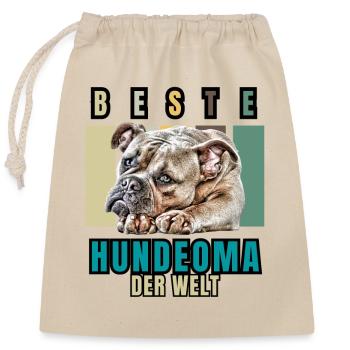 BESTE HUNDEOMA Bulldogge Hund Hunde - Verschließbarer Geschenkbeutel aus Baumwolle (25x30cm) - Natur - Vorne