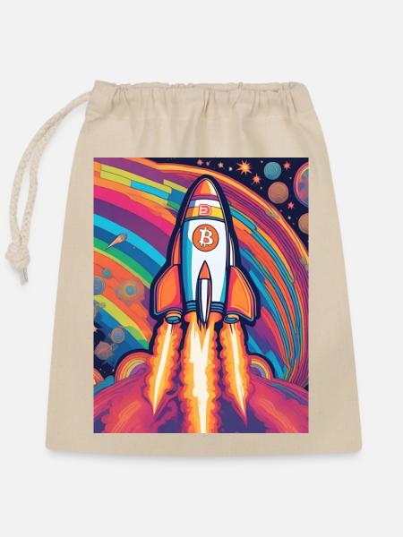 Bitcoin sur la lune - Sac cadeau en coton avec cordon (25 x 30 cm) - nature