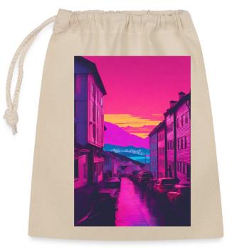 Colorful city - Closable cotton gift bag (25x30cm) - nature - Front