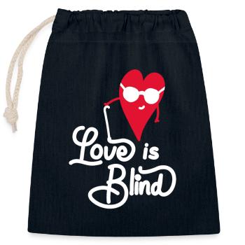 Cœur aveugle avec lunettes et slogan d'amour - Sac cadeau en coton avec cordon (25 x 30 cm) - bleu marine - Devant