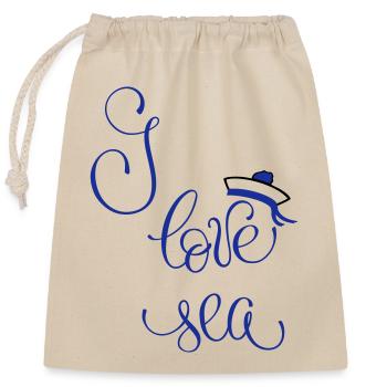 I love sea - Verschließbarer Geschenkbeutel aus Baumwolle (25x30cm) - Natur - Vorne