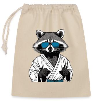 Waschbär Kampfsport Karate Judo MMA Geschenkidee - Verschließbarer Geschenkbeutel aus Baumwolle (25x30cm) - Natur - Vorne