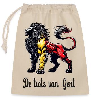 Gent Löwen Flaggen Design - Verschließbarer Geschenkbeutel aus Baumwolle (25x30cm) - Natur - Vorne
