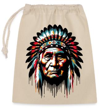 Amérindien Américain - Sac cadeau en coton avec cordon (25 x 30 cm) - nature - Devant