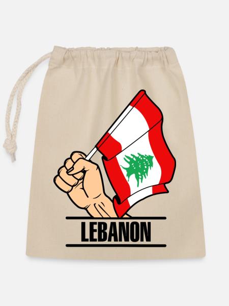 Flagge Libanon faust text LIBANON - Verschließbarer Geschenkbeutel aus Baumwolle (25x30cm) - Natur