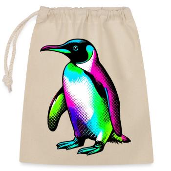 Pinguin - Verschließbarer Geschenkbeutel aus Baumwolle (25x30cm) - Natur - Vorne