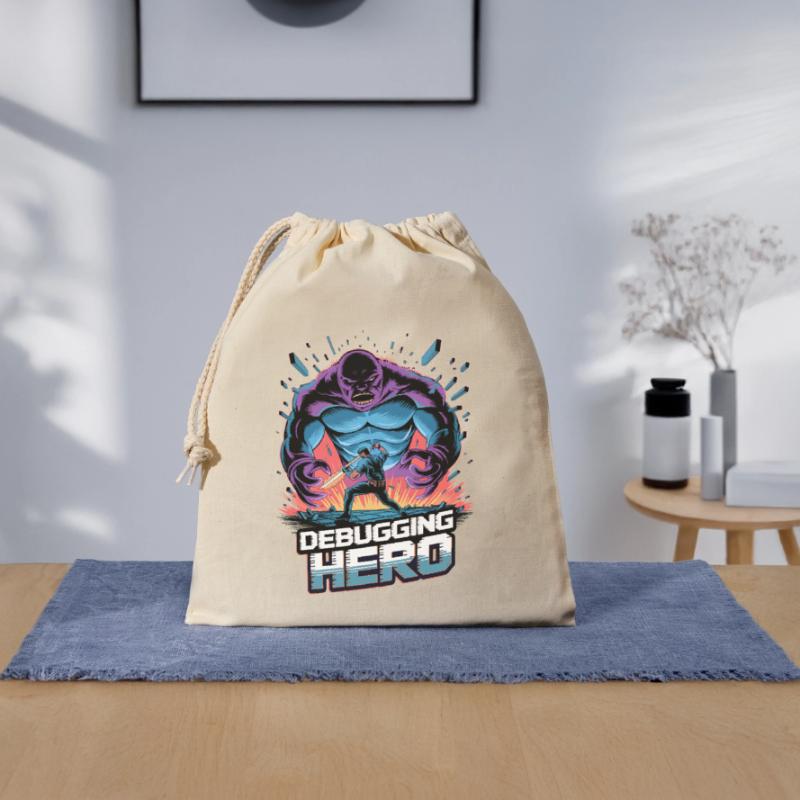 Debugging Hero – Epic Battle Against Code Monsters Closable cotton gift bag (25x30cm)