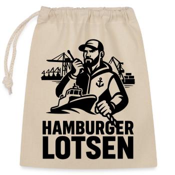 Hamburg pilots - Closable cotton gift bag (25x30cm) - nature - Front