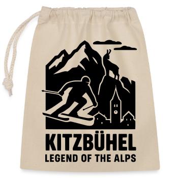 kitzbühel ski winter sport urlaub Silhouette - Verschließbarer Geschenkbeutel aus Baumwolle (25x30cm) - Natur - Vorne