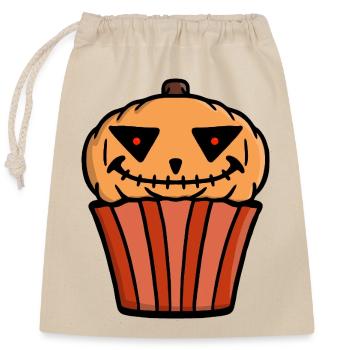 Kürbis Cupcake Halloween - Verschließbarer Geschenkbeutel aus Baumwolle (25x30cm) - Natur - Vorne