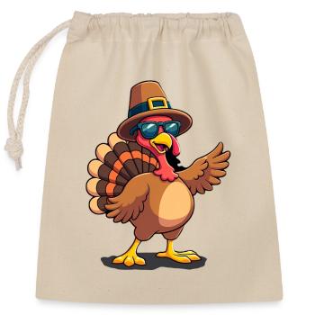 Thanksgiving Drôle Dinde de Thanksgiving - Sac cadeau en coton avec cordon (25 x 30 cm) - nature - Devant