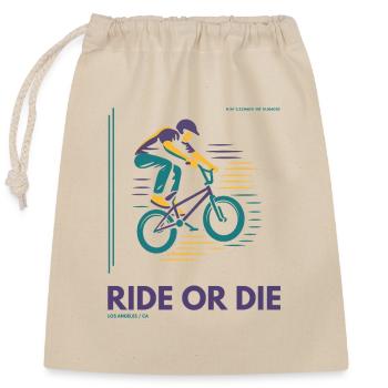 Ride or Die BMX Shirt | Streetwear Design - Closable cotton gift bag (25x30cm) - nature - Front