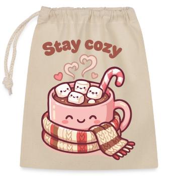 Stay Cozy Cocoa Mug - Verschließbarer Geschenkbeutel aus Baumwolle (25x30cm) - Natur - Vorne