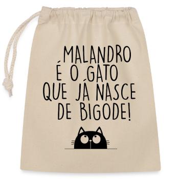 Malandro é o Gato que já nasce de bigode - Sac cadeau en coton avec cordon (25 x 30 cm) - nature - Devant