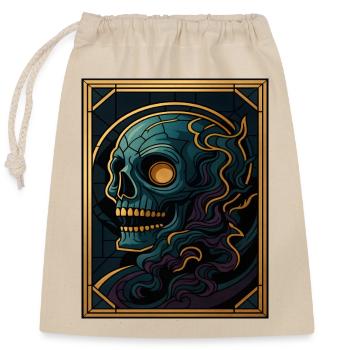 Glas Fenster Totenkopf - Verschließbarer Geschenkbeutel aus Baumwolle (25x30cm) - Natur - Vorne