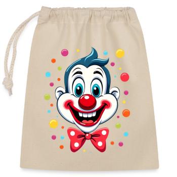 Karneval Clown Kostüm Fasching Fastnacht - Verschließbarer Geschenkbeutel aus Baumwolle (25x30cm) - Natur - Vorne