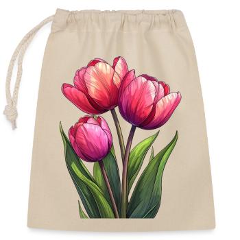 Tulipes pour le printemps - Sac cadeau en coton avec cordon (25 x 30 cm) - nature - Devant