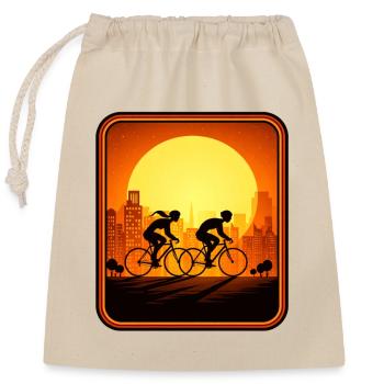 cyclists sunset - Verschließbarer Geschenkbeutel aus Baumwolle (25x30cm) - Natur - Vorne