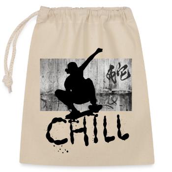 Chill skating - Closable cotton gift bag (25x30cm) - nature - Front