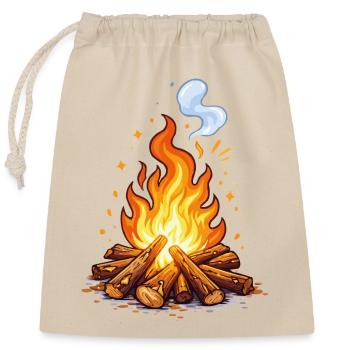 Campfire Cartoon Flame - Closable cotton gift bag (25x30cm) - nature - Front
