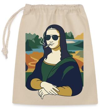 Mona Lisa raucht lustige Kunst - Verschließbarer Geschenkbeutel aus Baumwolle (25x30cm) - Natur - Vorne
