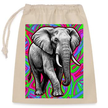 Elefant - Verschließbarer Geschenkbeutel aus Baumwolle (25x30cm) - Natur - Vorne