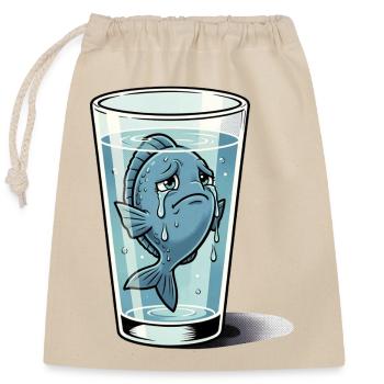 Fish Sea Animal Animal Glass Symbol Water Sad - Closable cotton gift bag (25x30cm) - nature - Front