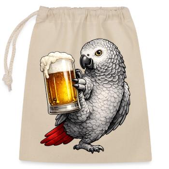 African grey parrot beer - Closable cotton gift bag (25x30cm) - nature - Front