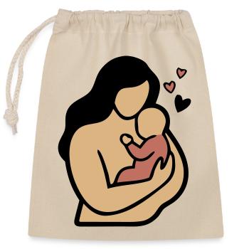 Mom Baby Hug Boho - Closable cotton gift bag (25x30cm) - nature - Front