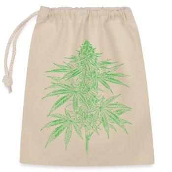 Feuille de cannabis verdoyante - Sac cadeau en coton avec cordon (25 x 30 cm) - nature - Devant