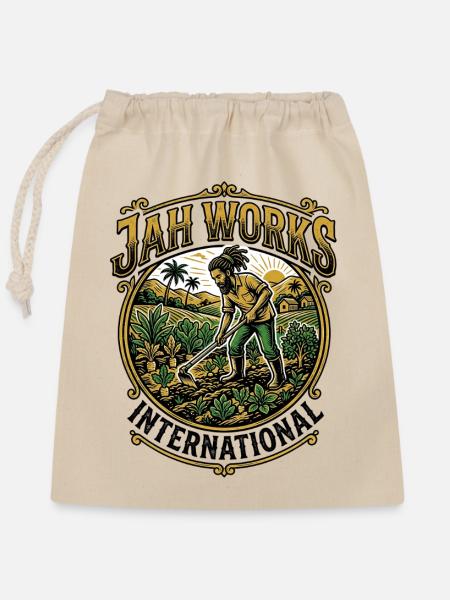 Jah Works International - Verschließbarer Geschenkbeutel aus Baumwolle (25x30cm) - Natur