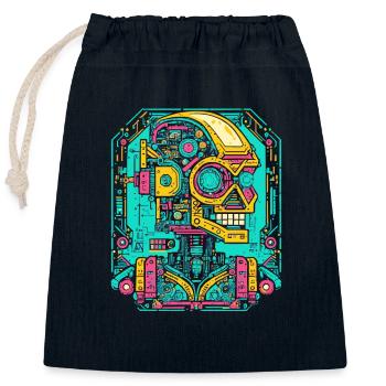AI Robot Cyberpunk - Closable cotton gift bag (25x30cm) - navy - Front