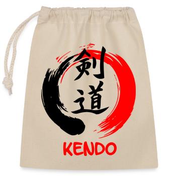 Kendo im Enso-Zen-Kreis - Verschließbarer Geschenkbeutel aus Baumwolle (25x30cm) - Natur - Vorne
