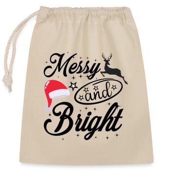 Messy And Bright - Christmas - Closable cotton gift bag (25x30cm) - nature - Front