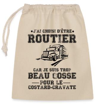 idee cadeau humour pour un papa routier - Sac cadeau en coton avec cordon (25 x 30 cm) - nature - Devant