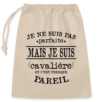 Je Suis Cavalière Parfaite - Sac cadeau en coton avec cordon (25 x 30 cm) - nature - Devant