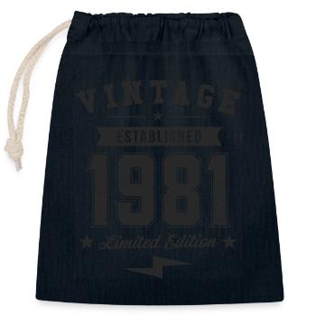 Jahrgang 1981 - Verschließbarer Geschenkbeutel aus Baumwolle (25x30cm) - Navy - Vorne