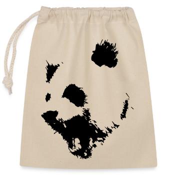 Panda - Verschließbarer Geschenkbeutel aus Baumwolle (25x30cm) - Natur - Vorne