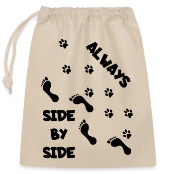 Side by side with dog * - Closable cotton gift bag (25x30cm) - nature - Front