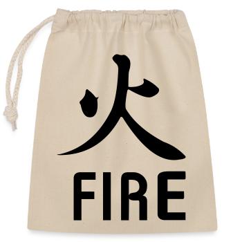 Kanji de feu avec le texte - Sac cadeau en coton avec cordon (25 x 30 cm) - nature - Devant