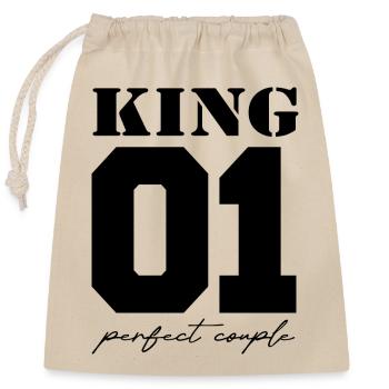King and Queen King couple black - Verschließbarer Geschenkbeutel aus Baumwolle (25x30cm) - Natur - Vorne