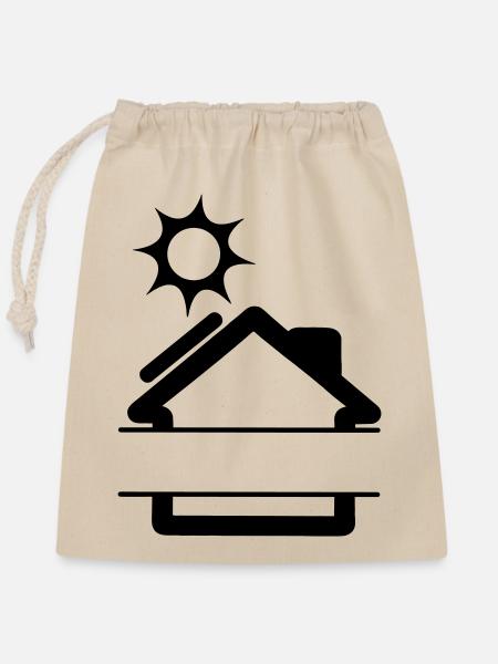 Sonnenkollektor am Haus mit Sonne - Verschließbarer Geschenkbeutel aus Baumwolle (25x30cm) - Natur
