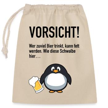 Bier trinken Lustig Spruch - Verschließbarer Geschenkbeutel aus Baumwolle (25x30cm) - Natur - Vorne