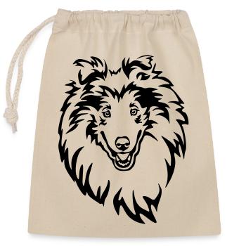 Collie Kopf - Verschließbarer Geschenkbeutel aus Baumwolle (25x30cm) - Natur - Vorne