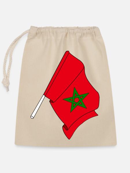 Flagge von Marokko - Verschließbarer Geschenkbeutel aus Baumwolle (25x30cm) - Natur