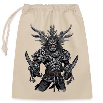 Japan Japanischer Samurai Krieger Oni Dämon - Verschließbarer Geschenkbeutel aus Baumwolle (25x30cm) - Natur - Vorne
