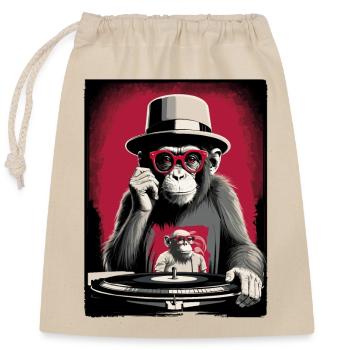 Monkey DJ - Closable cotton gift bag (25x30cm) - nature - Front